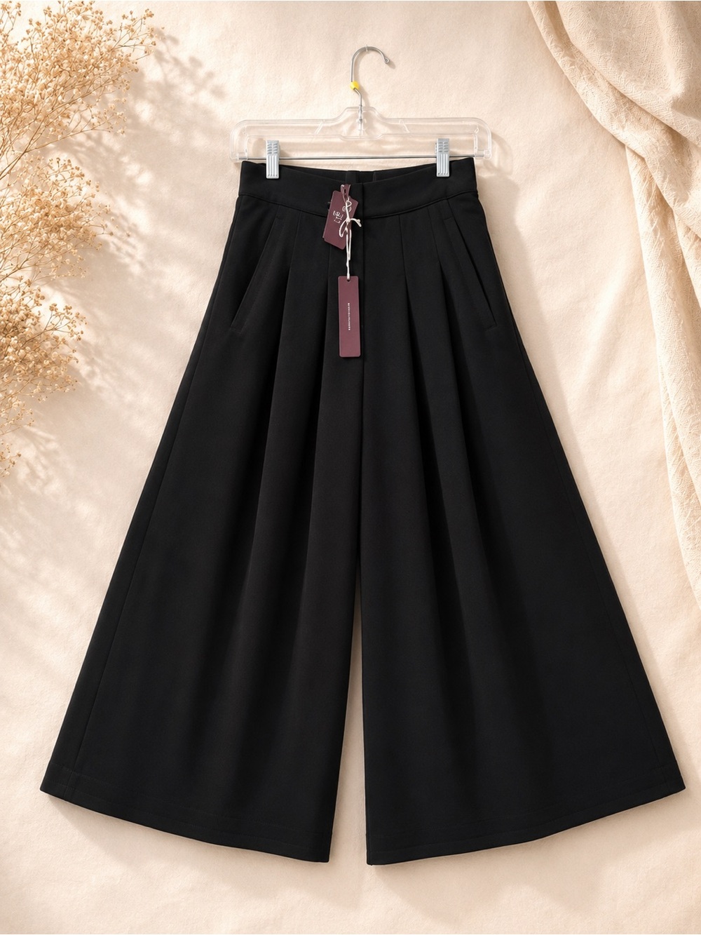 HIGH TECH high-waisted, super wide-leg pleated skirt pants 26x23 - Picture 4 of 4